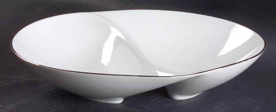 Silver Snow 11" Oval Divided Vegetable Bowl by Sango-1