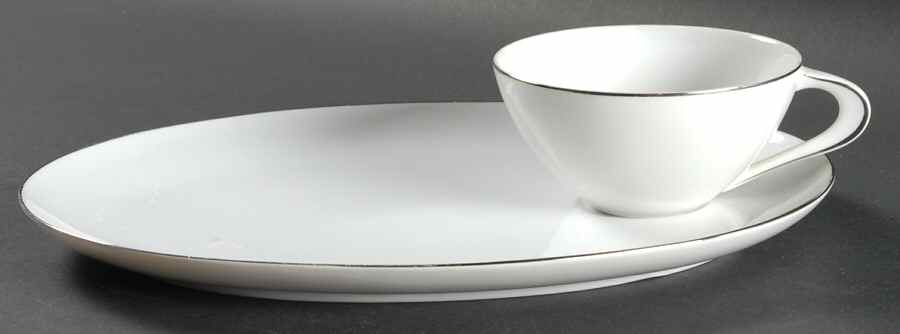 Silver Snow Snack Plate & Cup Set by Sango-1