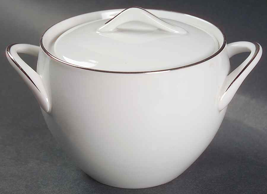 Silver Snow Sugar Bowl & Lid by Sango-1