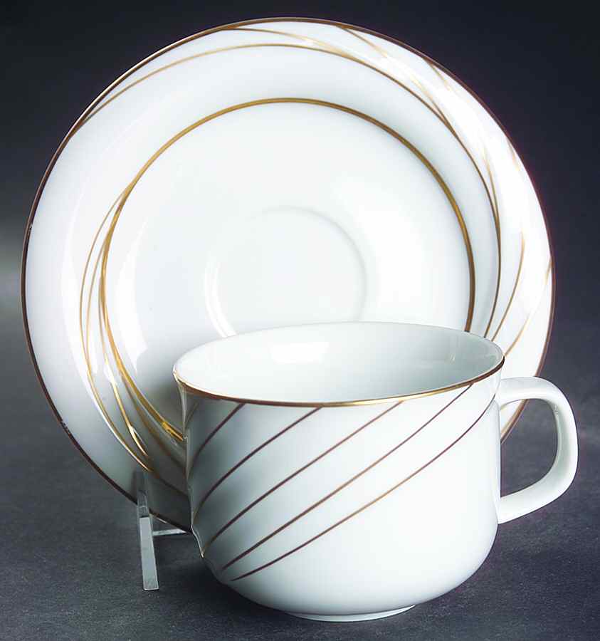 Solitude White Flat Cup & Saucer Set by Sango-1