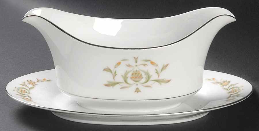 Sorrento Gravy Boat with Attached Underplate by Sango-1