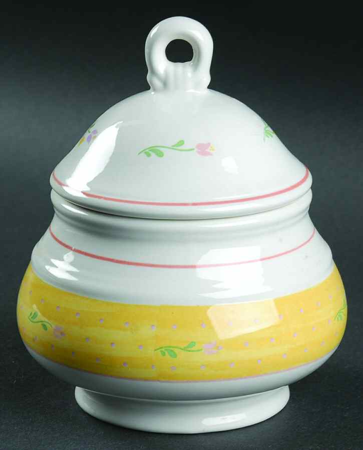 Sorrento Yellow Sugar Bowl & Lid by Sango-1
