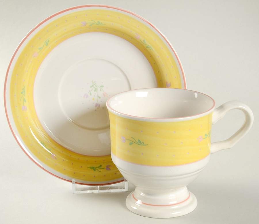 Sorrento Yellow Footed Cup & Saucer Set by Sango-1
