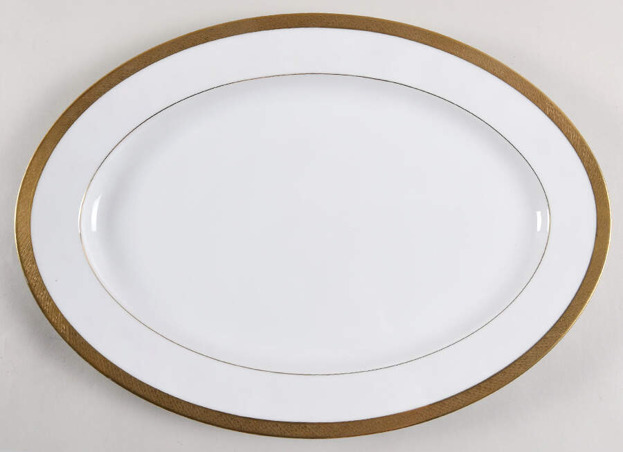 Spun Gold 16" Oval Serving Platter by Sango-1