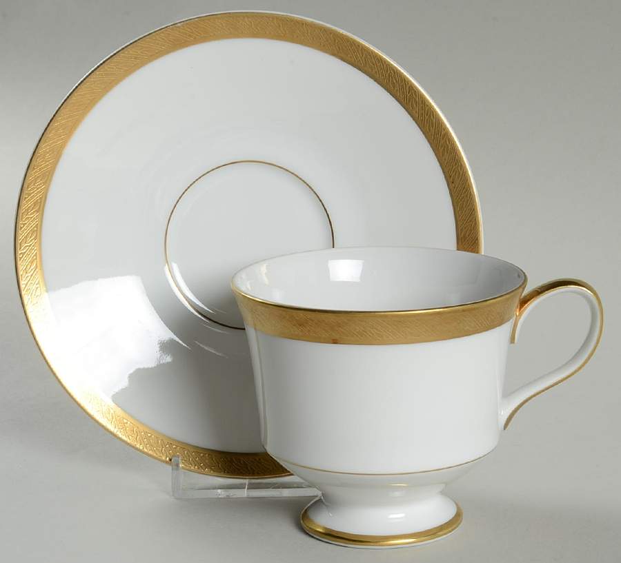 Spun Gold Footed Cup & Saucer Set by Sango-1