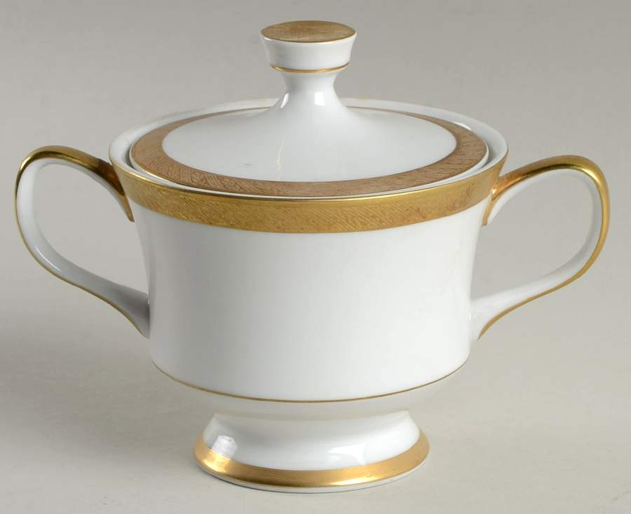 Spun Gold Sugar Bowl & Lid by Sango-1