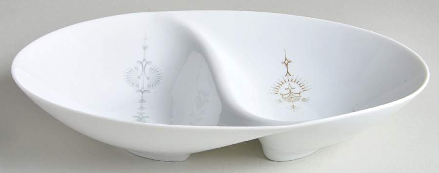 Stardust 11" Oval Divided Vegetable Bowl by Sango-1