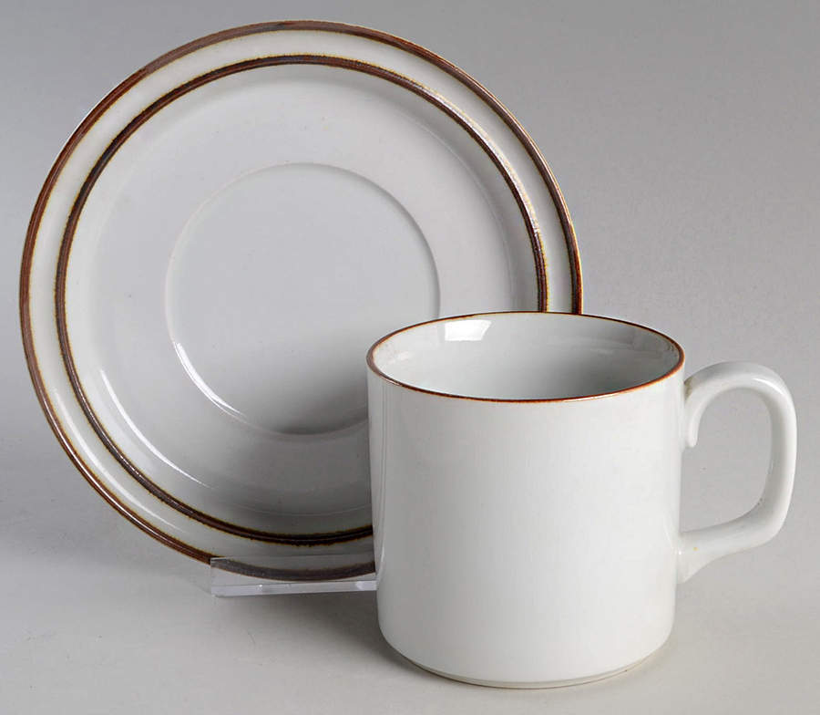 Stockholm Brown Flat Cup & Saucer Set by Sango-1