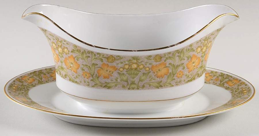 Sunnybrook Gravy Boat with Attached Underplate by Sango-1