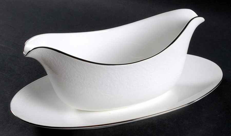 Swiss Lace Gravy Boat with Attached Underplate by Sango-1