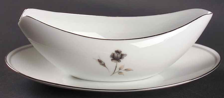 Symphony (Platinum Trim) Gravy Boat & Underplate/Relish by Sango-1