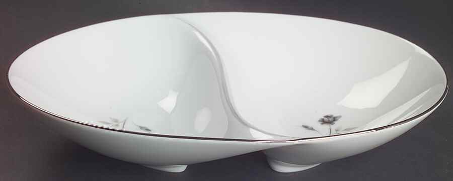 Symphony (Platinum Trim) 11" Oval Divided Vegetable Bowl by Sango-1