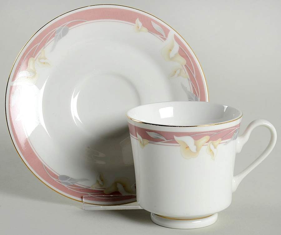 Taupe Fantasy Footed Cup & Saucer Set by Sango-1