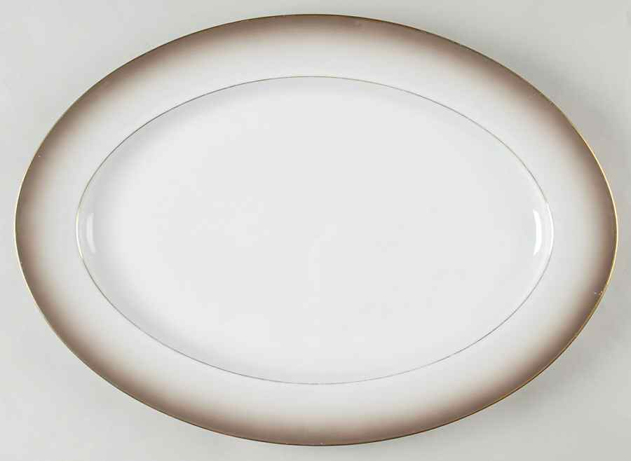 Taupe Mist 16" Oval Serving Platter by Sango-1