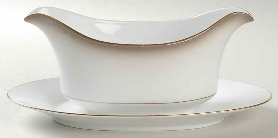 Taupe Mist Gravy Boat with Attached Underplate by Sango-1