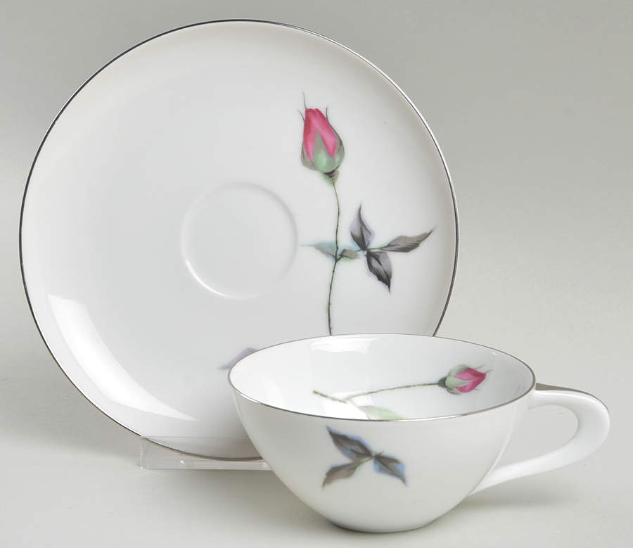 Tea Rose Flat Cup & Saucer Set by Sango-1