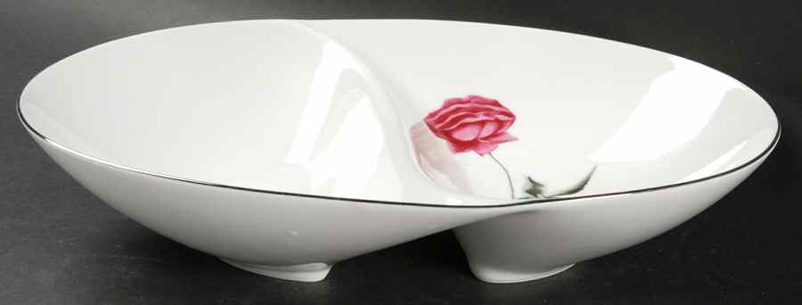 Tea Rose 11" Oval Divided Vegetable Bowl by Sango-1