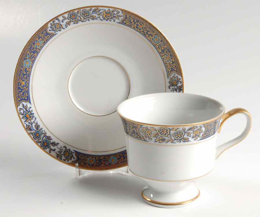 Tiara (Gold Trim) Footed Cup & Saucer Set by Sango-1