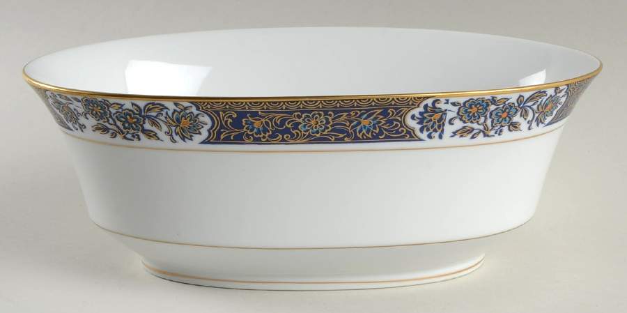 Tiara (Gold Trim) 9" Oval Vegetable Bowl by Sango-1