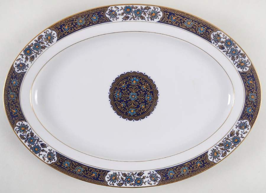 Tiara (Gold Trim) 14" Oval Serving Platter by Sango-1