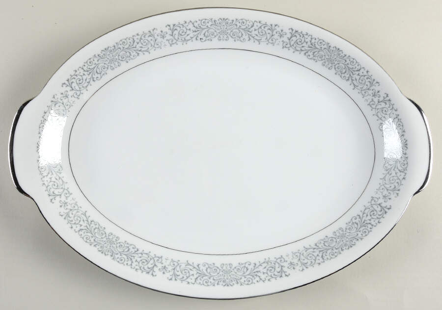 Tiara (Platinum Trim) 16" Oval Serving Platter by Sango-1