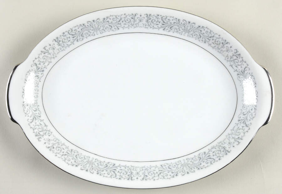 Tiara (Platinum Trim) 12" Oval Serving Platter by Sango-1