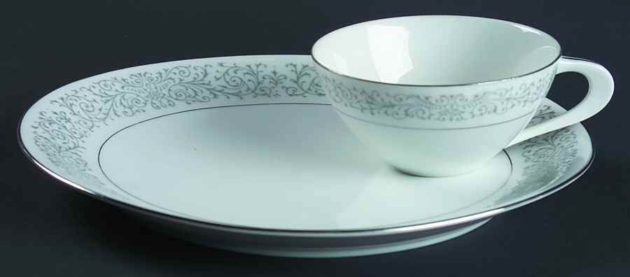 Tiara (Platinum Trim) Snack Plate & Cup Set by Sango-1