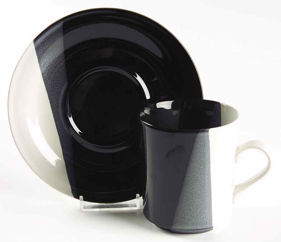 Trio Black Flat Cup & Saucer Set by Sango-1