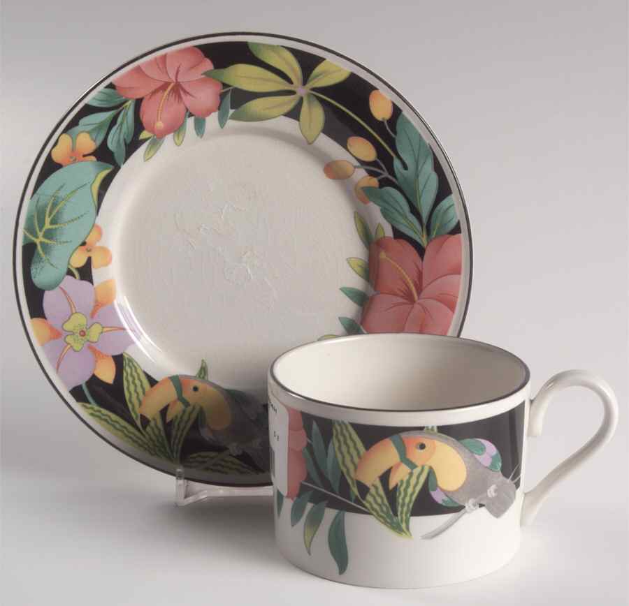 Tropica Flat Cup & Saucer Set by Sango-1