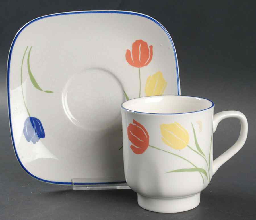 Tulips Flat Cup & Saucer Set by Sango-1