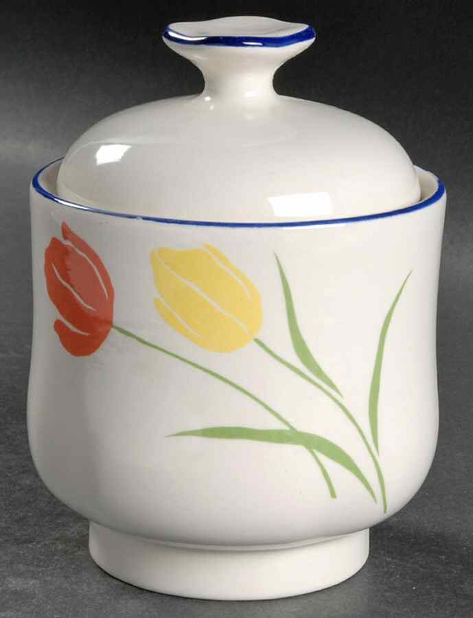 Tulips Sugar Bowl & Lid by Sango-1