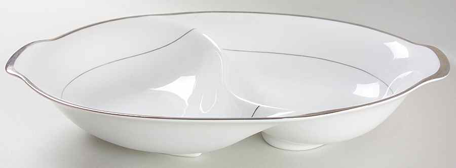 Wedding Band 11" Oval Divided Vegetable Bowl by Sango-1