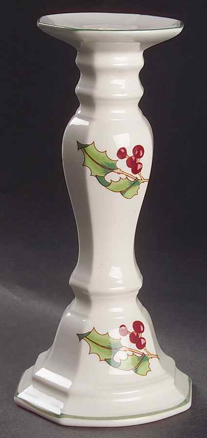 White Christmas 8" Tall Candlestick by Sango-1
