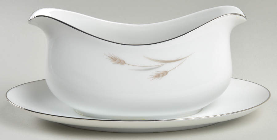 Wheat Gravy Boat with Attached Underplate by Sango-1