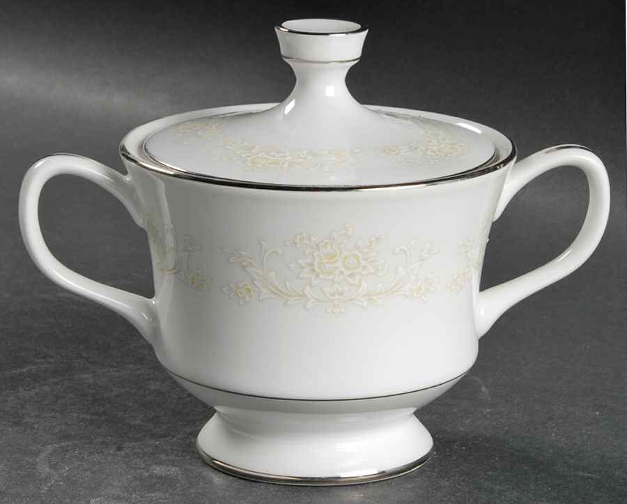 White Gold Sugar Bowl & Lid by Sango-1