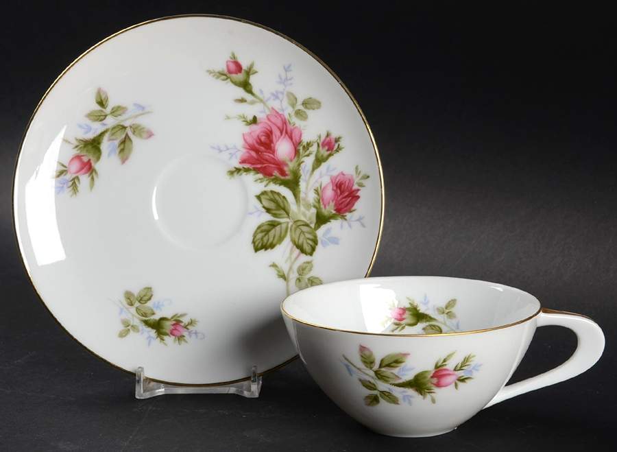 Wildrose Flat Cup & Saucer Set by Sango-1