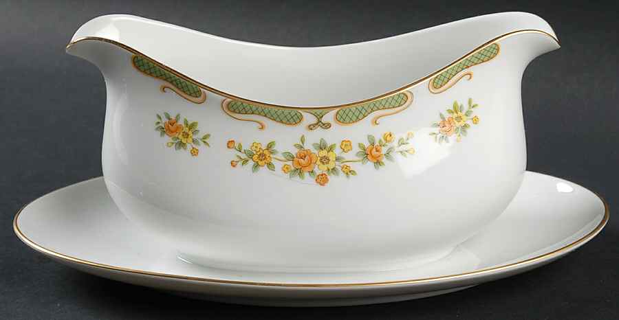 Winsome Gravy Boat with Attached Underplate by Sango-1