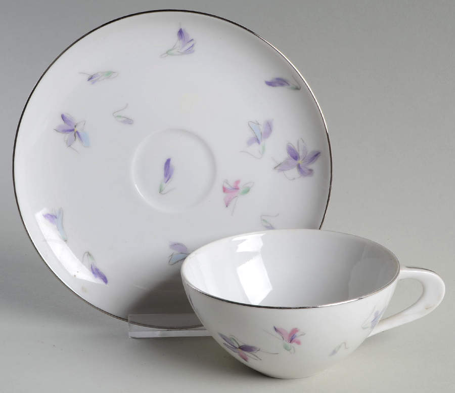Wood Violet Flat Cup & Saucer Set by Sango-1