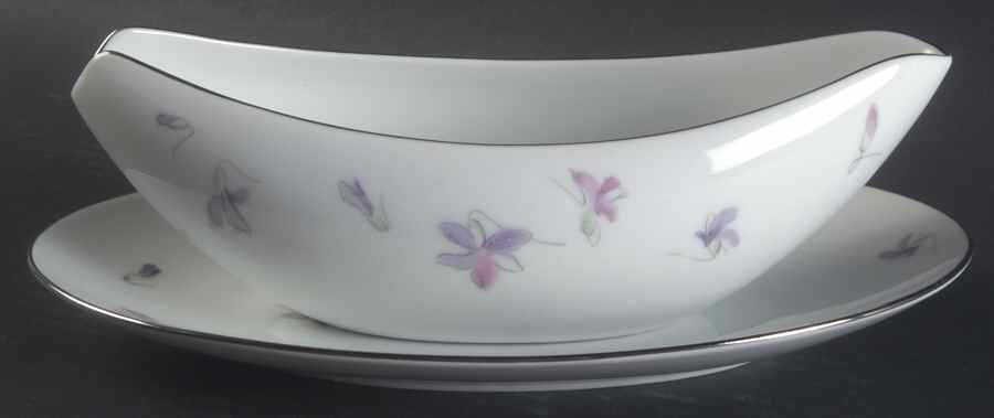 Wood Violet Gravy Boat & Underplate/Relish by Sango-1