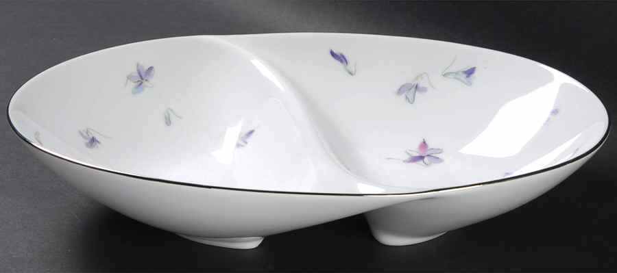 Wood Violet 11" Oval Divided Vegetable Bowl by Sango-1