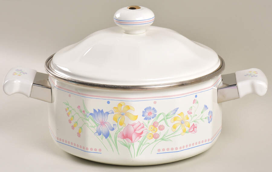 Victorian Flowers 2.5 Quart Metal Covered Saucepan by Sarma Studios-1