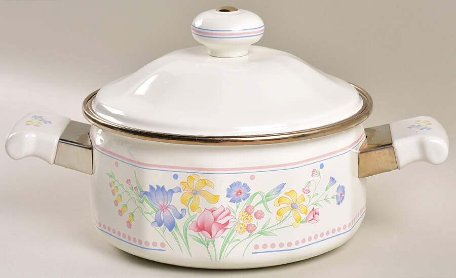 Victorian Flowers 1.5 Quart Metal Covered Saucepan by Sarma Studios-1