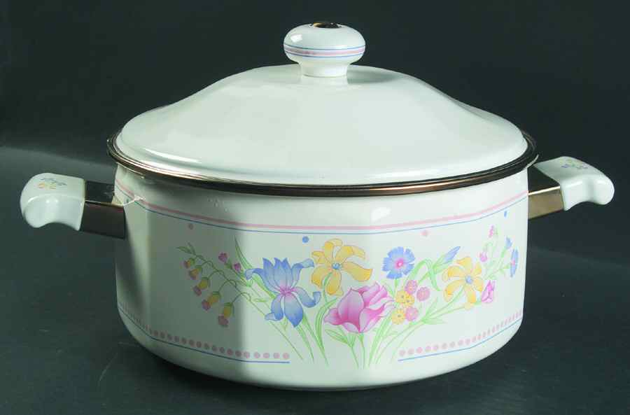 Victorian Flowers 5 Quart Metal Covered Casserole by Sarma Studios-1