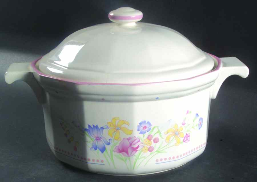 Victorian Flowers 3 Quart Round Covered Casserole by Sarma Studios-1