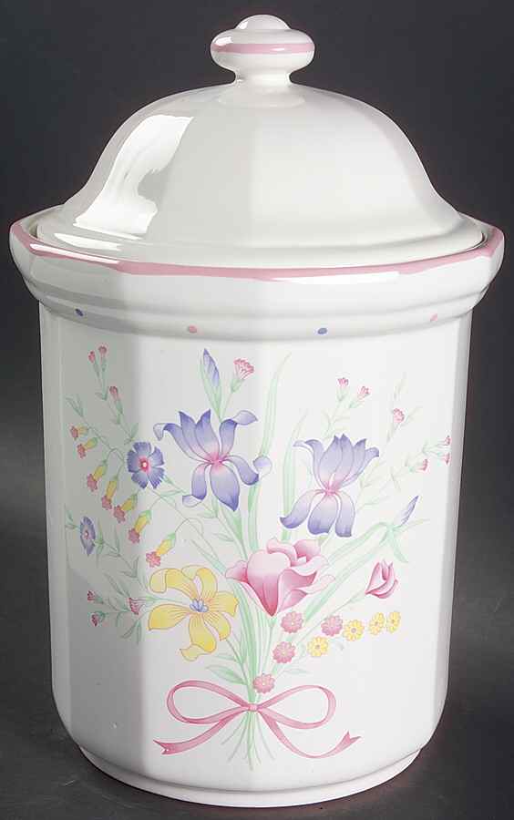 Victorian Flowers Cookie Jar & Lid by Sarma Studios-1