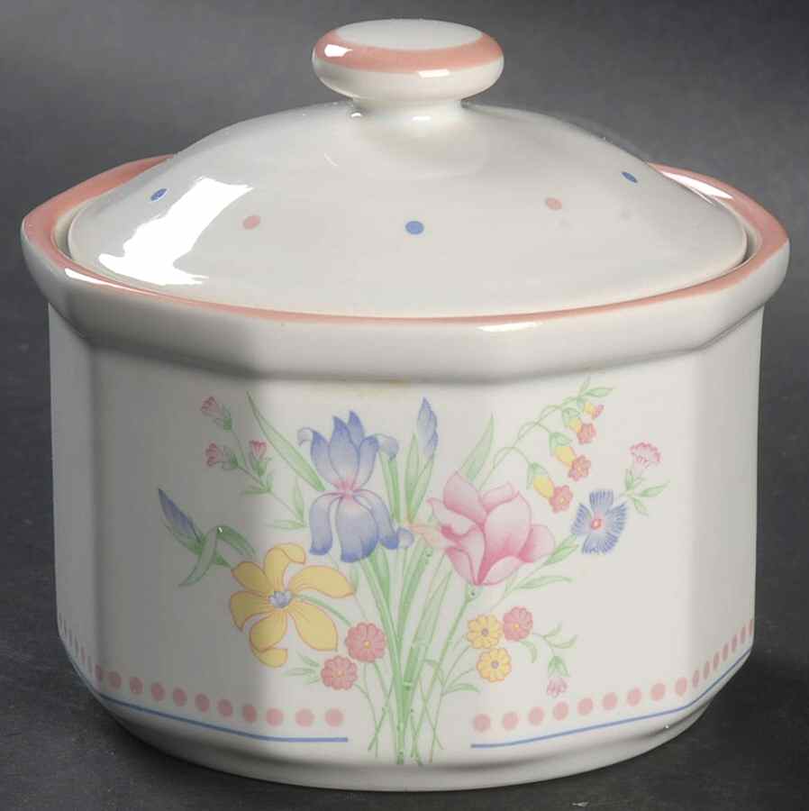 Victorian Flowers Sugar Bowl & Lid by Sarma Studios-1