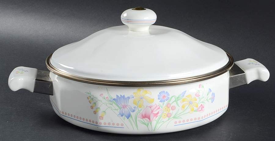 Victorian Flowers 3 Quart Metal Covered Casserole by Sarma Studios-1