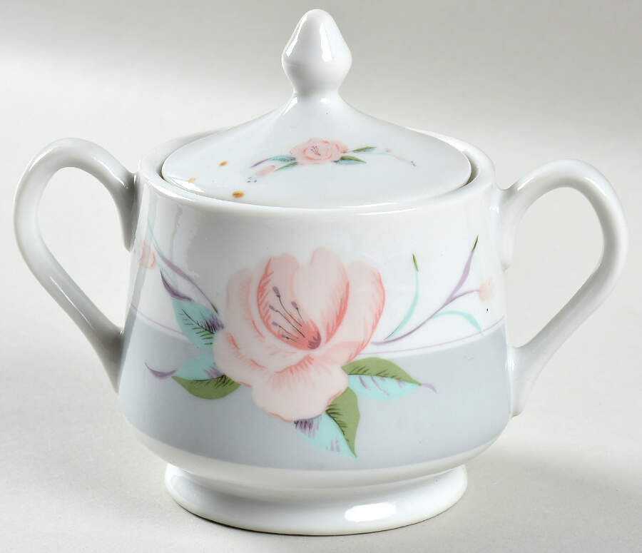 Victorian Rose Sugar Bowl & Lid by Saltera-1