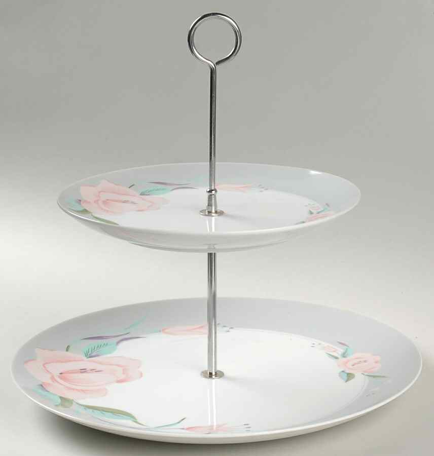 Victorian Rose 2 Tiered Serving Tray (Dinner & Salad Plate) by Saltera-1