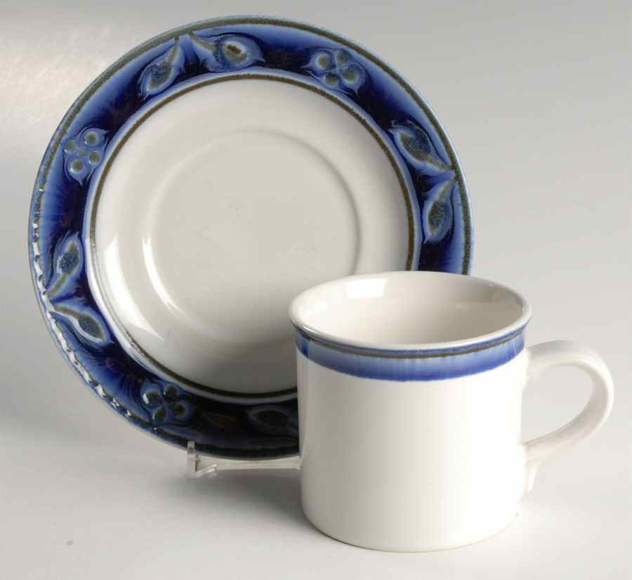 Chantilly Blue Flat Cup & Saucer Set by Savoir Vivre-1